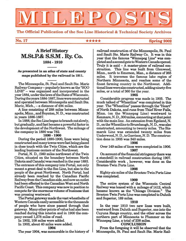 Mileposts No. 17 Spring 2002