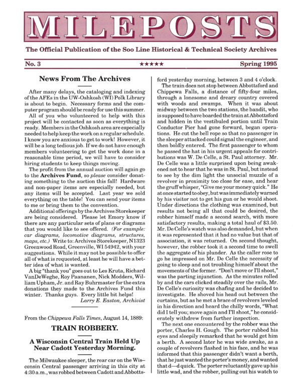 Mileposts No. 3 Spring 1995