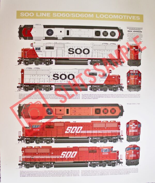 "Soo Line SD60/SD60M Locomotives", 15" x 18" w/ Insert