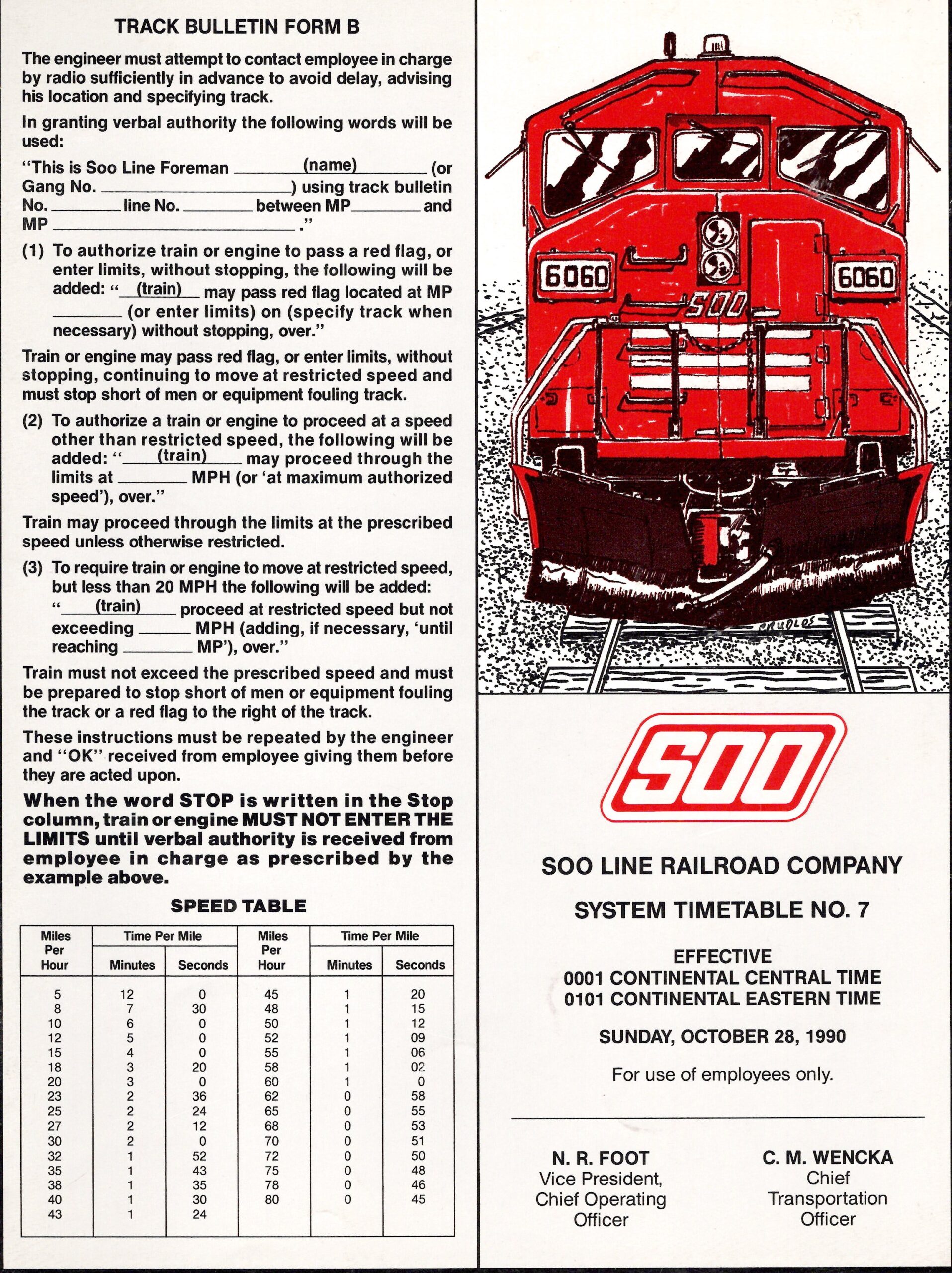 SooLine Railroad Company System Timetable No. 7